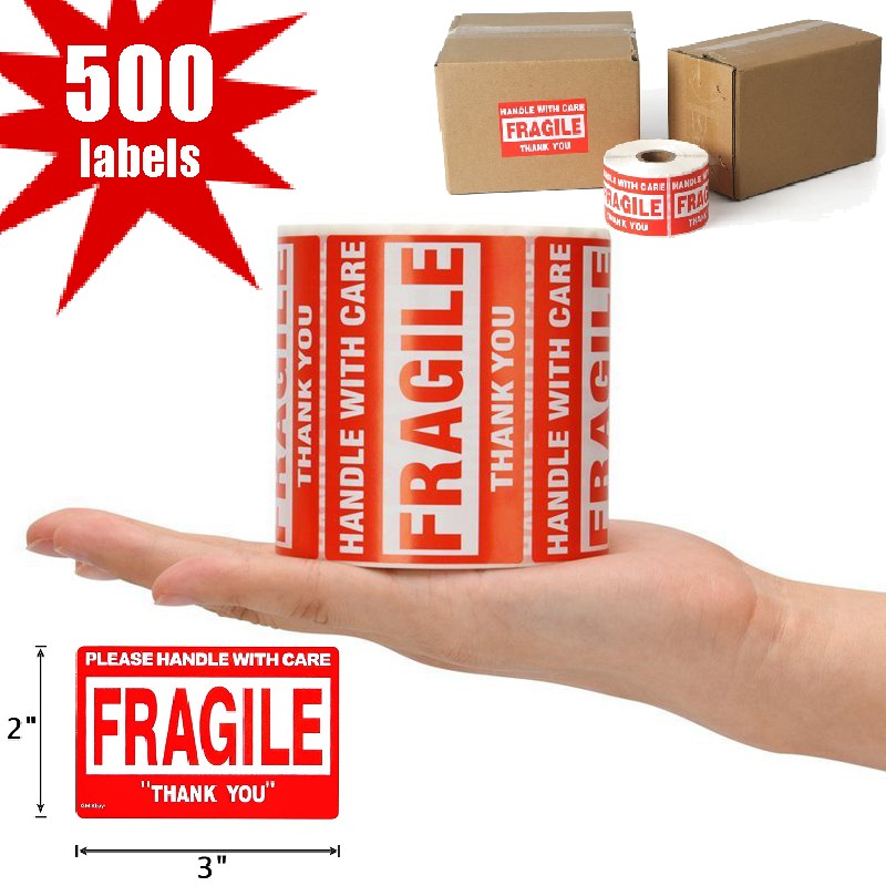 1 Rolls 2×3 Fragile Handle With Care Thank You Shipping Labels Stickers 500/Roll