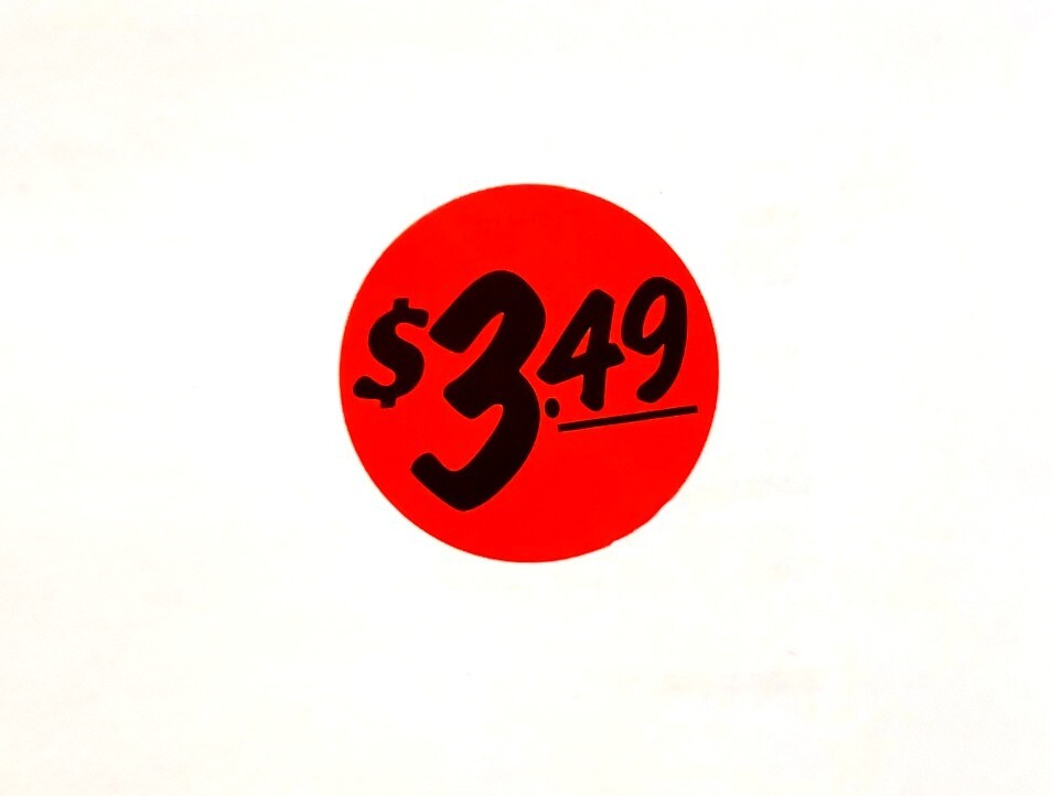 $3.49 Discount Pricing Labels Price Point Sale Adhesive Sticker Label 1000 PCS