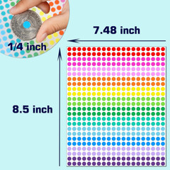 10080 PCS Small Dot Stickers 1/4″ round Circle Color Coding Labels | 15 Colors C