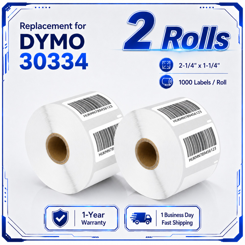 2Rolls Compatible DYMO 30334 Multipurpose Barcode Labels 2-1/4″ x 1-1/4″ LW450