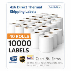40 Rolls 4×6 Direct Thermal Shipping Labels – 250 per roll – 10000 labels