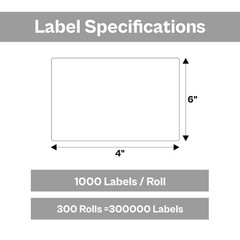 300 Rolls – 4″ x 6″ Thermal Transfer Shipping Labels Yellow 1000/RL for Shipping