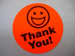 500 BIG THANK YOU SMILEY LABEL STICKERS red…………………..free shipping!