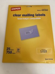 Staples Clear Mailing Labels 20 Sheets 30 Labels per Sheet zav