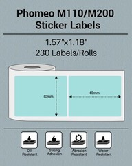 Thermal Sticker Labels Black on Green 40x30mm for Business, Home, Office, 230…