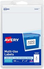 100 Printable All-Purpose Removable Labels 2×4 Inch White Write or Print