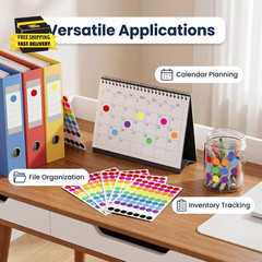 700PCS 3/4 Inch Colored Dot Stickers – round Color Coding Labels with 10 Assorte