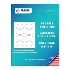 8000 Premium 3.33″ x 2″ oval stickers / Self Adhesive Labels 8 per sheet
