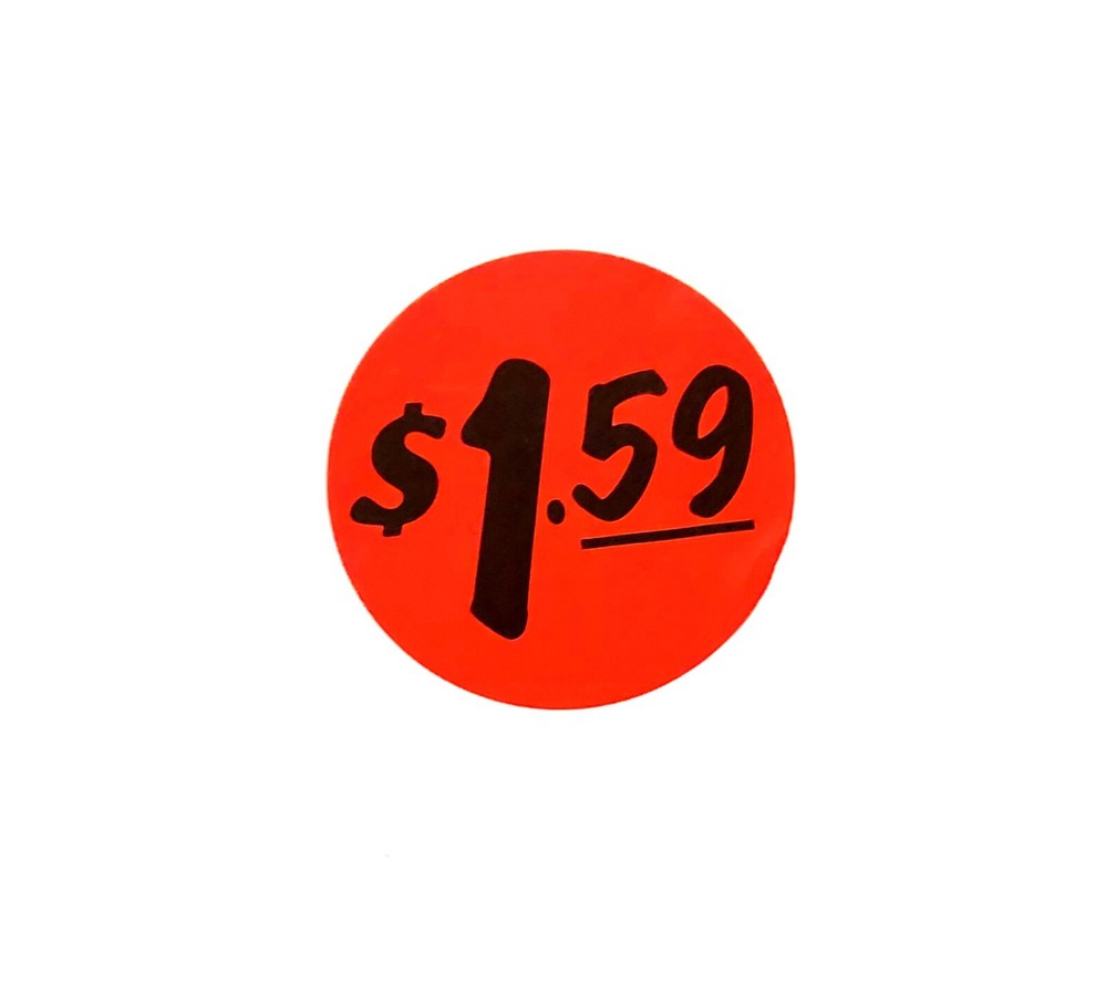 $1.59 Discount Pricing Labels Price Point Sale Adhesive Sticker Label 1000 PCS