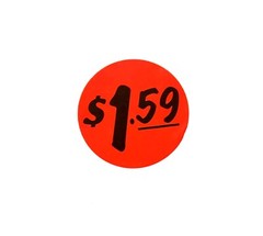 $1.59 Discount Pricing Labels Price Point Sale Adhesive Sticker Label 1000 PCS
