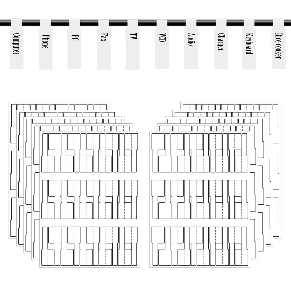 White Cable Labels, 300 Premium Wire Label Tags for Electronics, Printable Cord