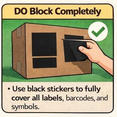 Barcode Cover Stickers – Cover Old Shipping Labels 72 Black Assorted Sizes