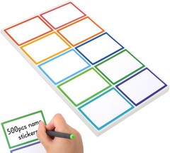 500 Utron Name Labels 3.5×2.25 Inch Blank Stickers 10 Colors for School Office H