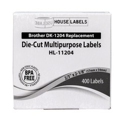 Non-OEM Fits BROTHER DK-1204 Labels – (2) Rolls of 400 + (1) REUSABLE FRAME