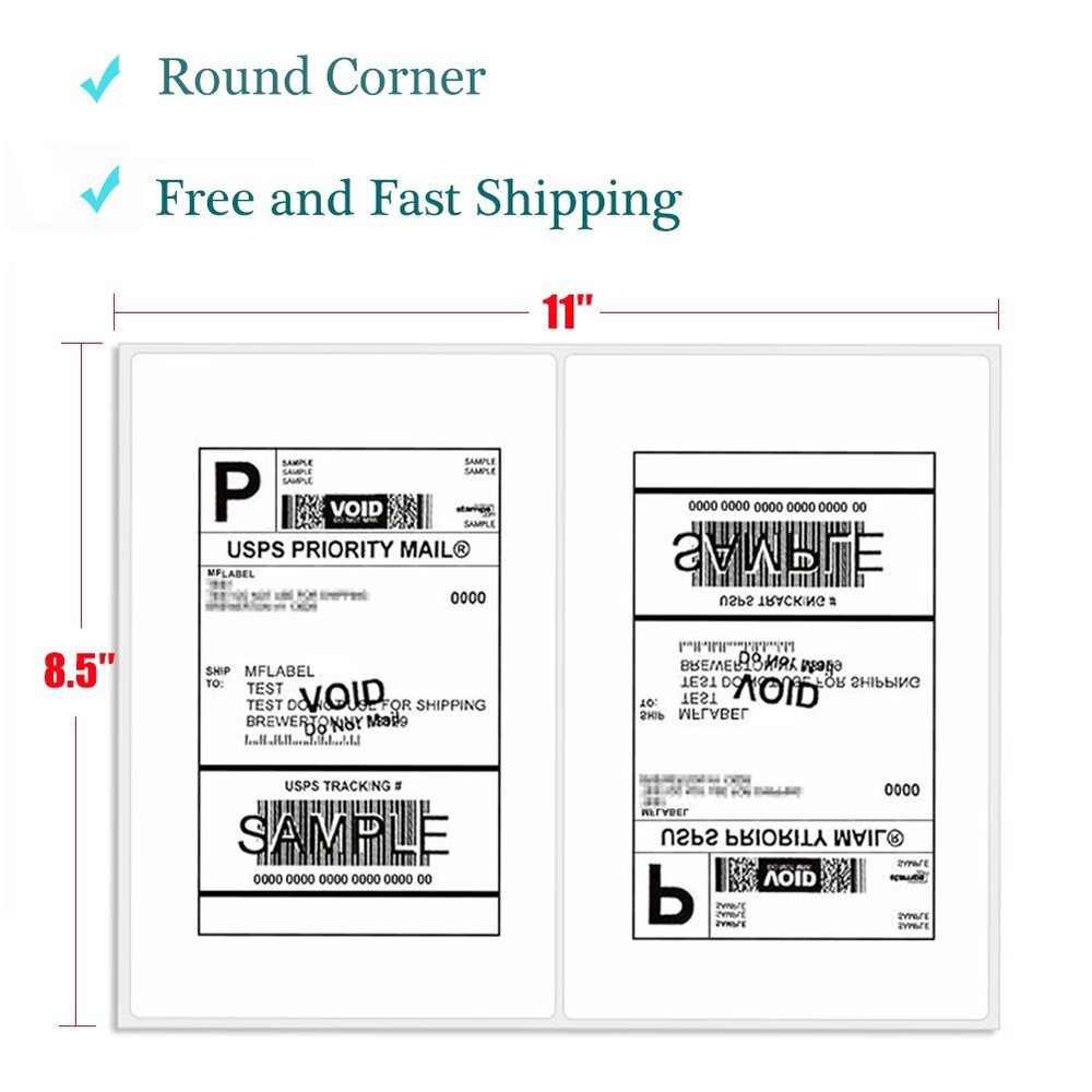 Premium Round Corner Shipping Labels 8.5″X5.5″ Half Sheet Postage Self Adhesive