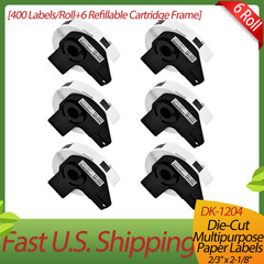 6x 2/3″x2-1/8″DK1204 For Brother Address Label,400 Labels/R,With Cartridge Frame
