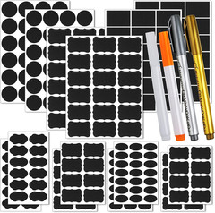 218 PCS Chalkboard Labels with 4 Pens, Erasable and Reusable Waterproof Blackboa