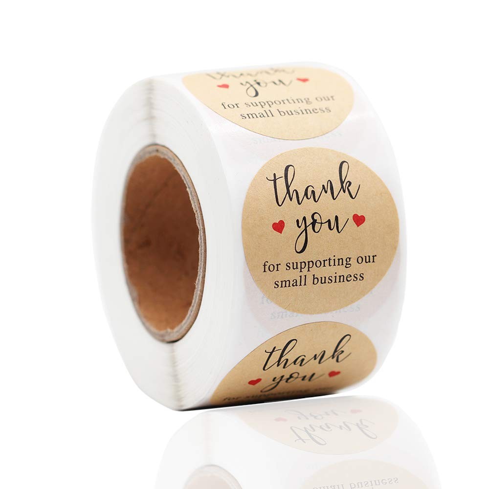 1.5” Thank You for Supporting Our Small Business, Kraft Paper Thank You Stic…