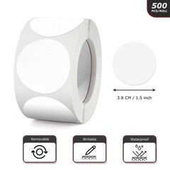 Round Stickers White 1.5 Inch Circle Labels with Color Coding Dot Sticker Wat…