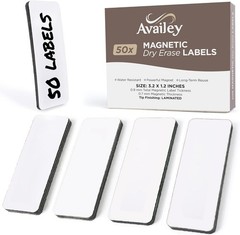 Availey 50 Pieces 3.2 x 1.2 – White Magnetic Dry Erase Labels – Reusable Stri…