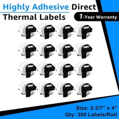 16Rolls 2.4in x 3.9in White Paper Shipping Labels DK-1202 For Brother QL-500/700