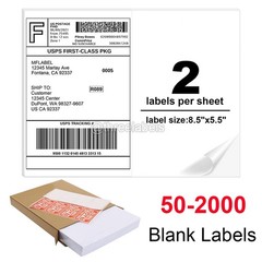 Premium 50 – 2000 Half Sheet Shipping Labels 8.5×5.5 Self Adhesive Blank Labels
