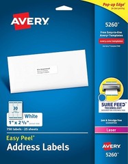 White Easy Peel(R) Address 1×2-5/8in labels Permanent 750/PK – 6EA