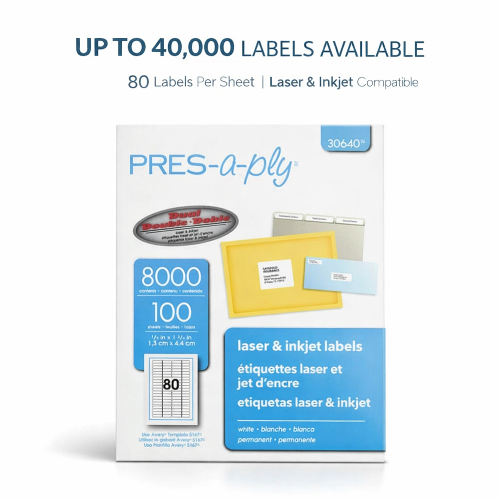 1/2″ x 1-3/4″ White Address Labels 80/Sheet Laser Inkjet Return