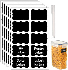 Chalkboard Labels 180Pcs Waterproof Reusable for Jars Containers Blackboard