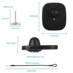 250 Pcs 8.2Mhz RF Clothing Security Tags EAS Mini Square Tag with Pins