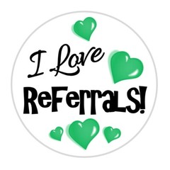 “I Love Referrals” Labels / Stickers / Seals – Multiple Sizes 1″, 1.5″, 2″, 2.5″
