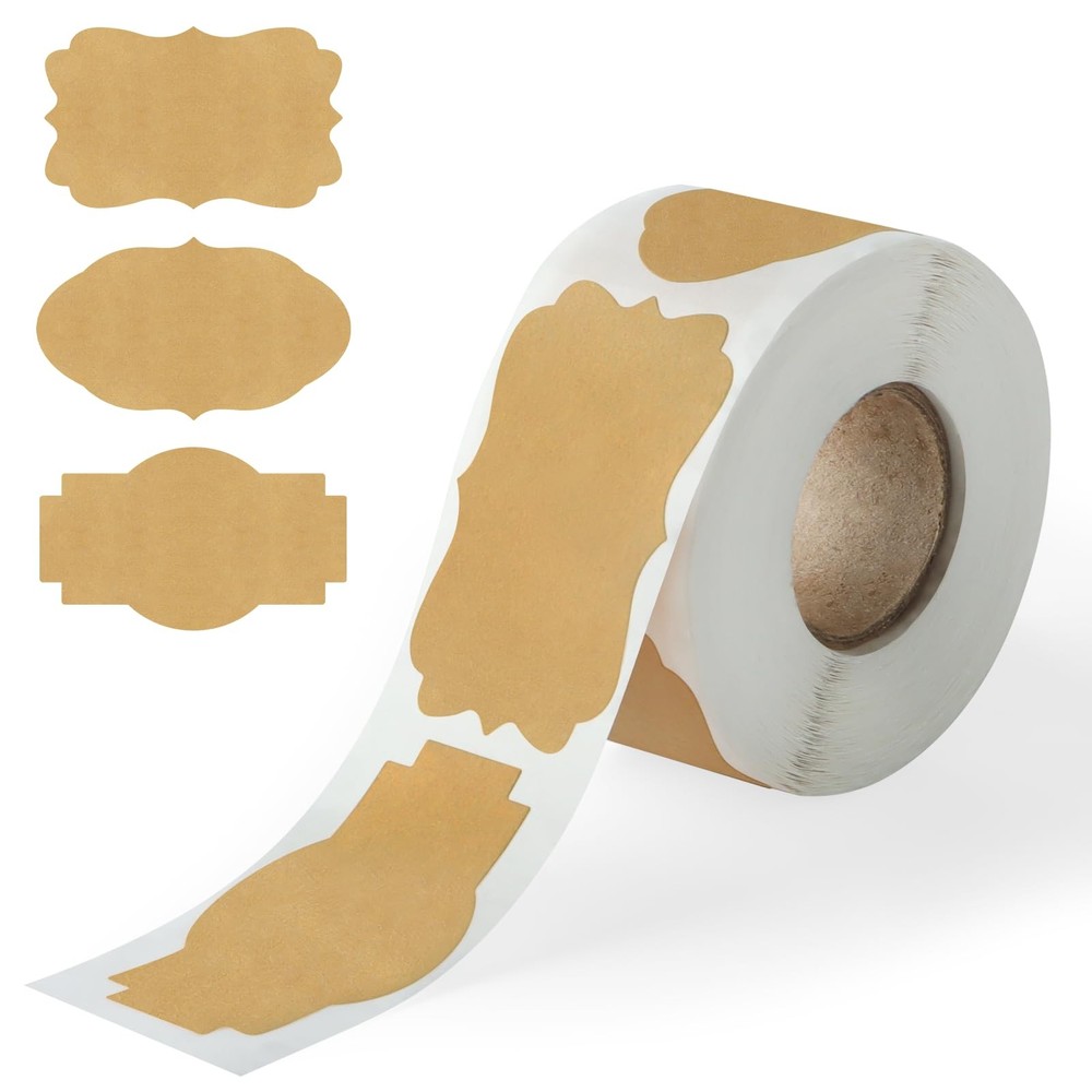 Etiquetas adhesivas tarros y botellas de color marrón kraft | Kraft en blanco