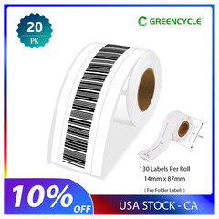 20PK Thermal Paper For Dymo 30327 LabelWriter 315 1-up File Folder Labels 130P/R