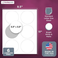 Professional-Quality 3.33 Inch Round Labels – 150 Strong Adhesive Sticker Sheets