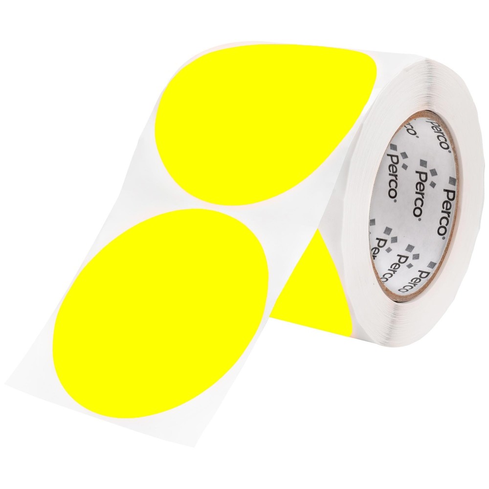 Fluorescent Yellow 4-Inch Round Circle Dot Sticker Labels with Easy Peel Perf…