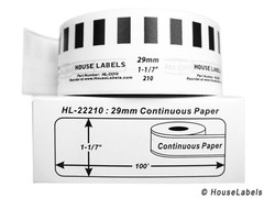 Non-OEM Fits BROTHER DK-2210 Continuous Labels (1-1/7″ x 100 feet) – (1) Roll