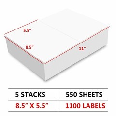 4400 Half Sheet Shipping Labels Self-Adhesive 8.5 x 11 Blank 2 Labels Per Sheet