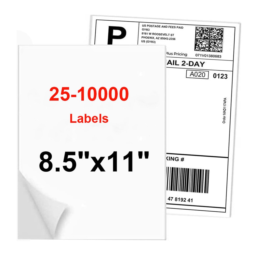 Full Sheet Shipping Labels 8.5″ x 11″ Self Adhesive Matte for Laser & inkjet UPS
