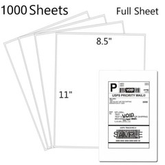 1000 Shipping Labels 8.5×11 Full Sheet Self Adhesive Blank Paper Laser/Inkjet US