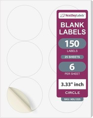 Professional-Quality 3.33 Inch Round Labels – 150 Strong Adhesive Sticker Sheets