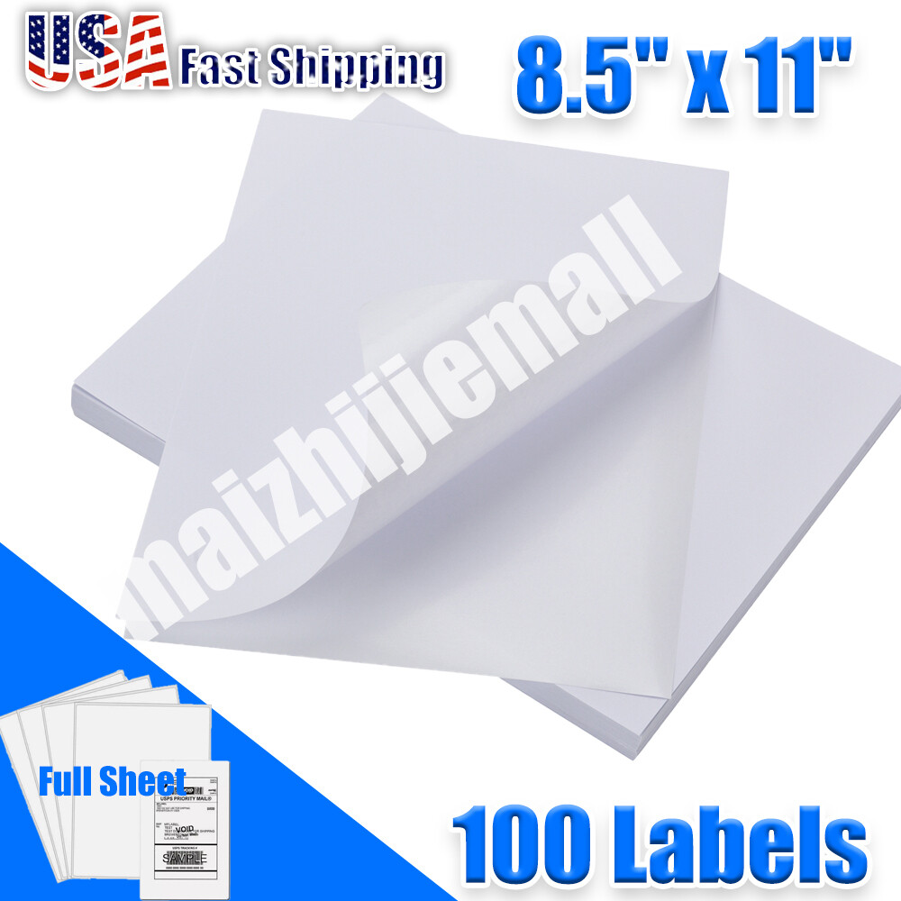 8.5″ x 11″ 100x Full Sheet Labels Shipping Address Labels Self Adhesive Stickers