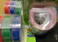🏷️ Lot of 4 DYMO EMBOSSING LABELS / 3 per pack RED, BLUE, GREEN 3/8in x 9.8ft