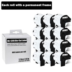 12 ROLLS 2.4 in x 1.1 in Barcode Labels Die-Cut DK-1209 For Brother QL-500 550