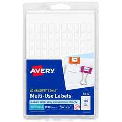 Removable Blank Labels 5/16″ x 1/2″ – 1,100 Labels per Pack, 18 Packs, White