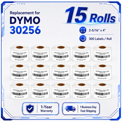 15 ROLLS For DYMO 30256 Shipping Labels Labelwriters 300 310 320 330 400 Duo 450