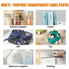 480Counts Writeable Thermal Label 12x40mm Clear Adhesive Labels Sticker for Home