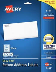 New Box of 2000 Avery 8167/5167/5267 Return Address Shipping Labels 1/2″x 1 3/4″