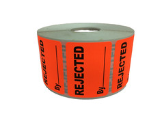 Production Labels – Rejected By (4) Rolls 2000 Total, Red 2 x 1 1⁄2″ Writable