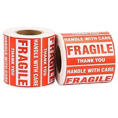 Warning Fragile Tape, 3″ X 2″ Fragile Handle with Care Warning Stickers for a…
