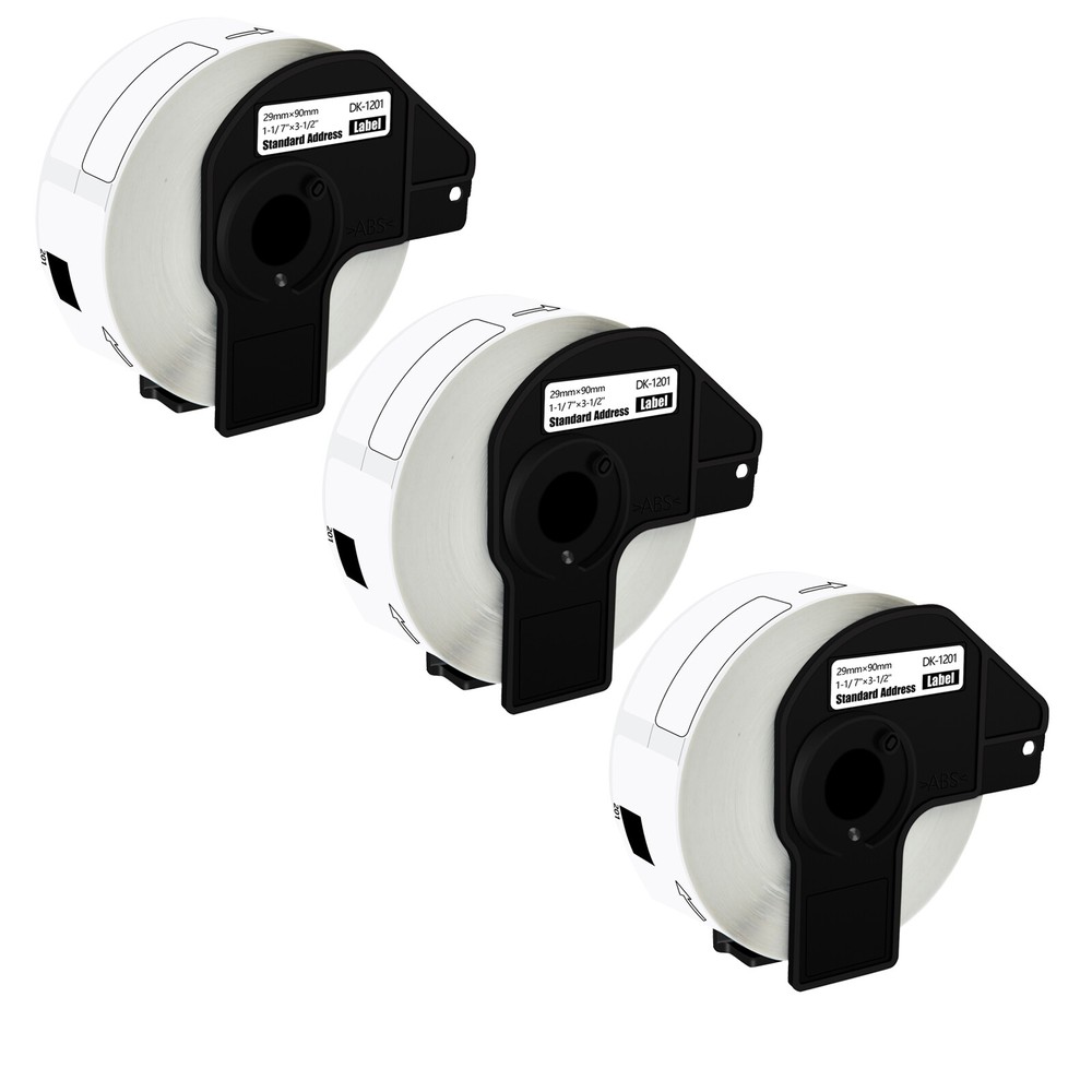 3 ROLLS 29mmx90mm Shipping Label 1-1/7″x3-1/2″ Compatible Brother QL800 DK-1201